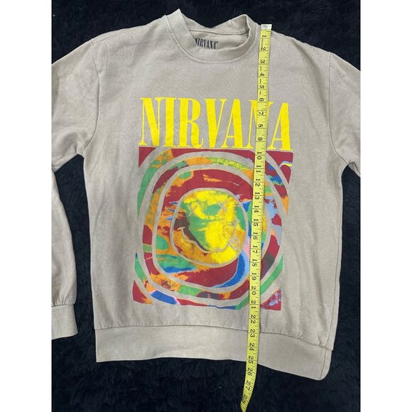 Nirvana Beige Sweatshirt With Yellow Smiley Graphic Print On Front  Size S - Picture 8 of 8